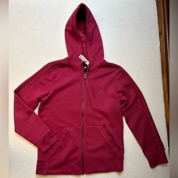 Adidas women’s full zip fleece lined 3strip hoodie with drawstring hood Sz-M.D18 - Picture 6 of 9